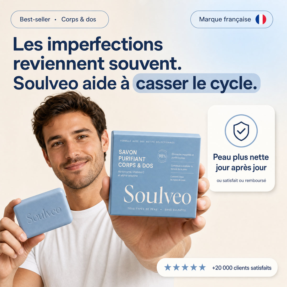 SoulVeo™ — Savon Purifiant Dos & Corps